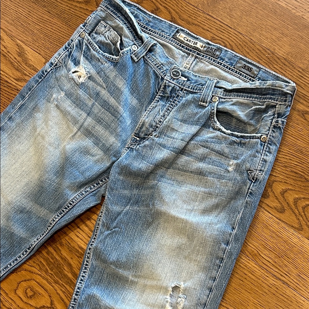 BKE “Carter” 33S Distressed Blue Jeans - Picture 3 of 17
